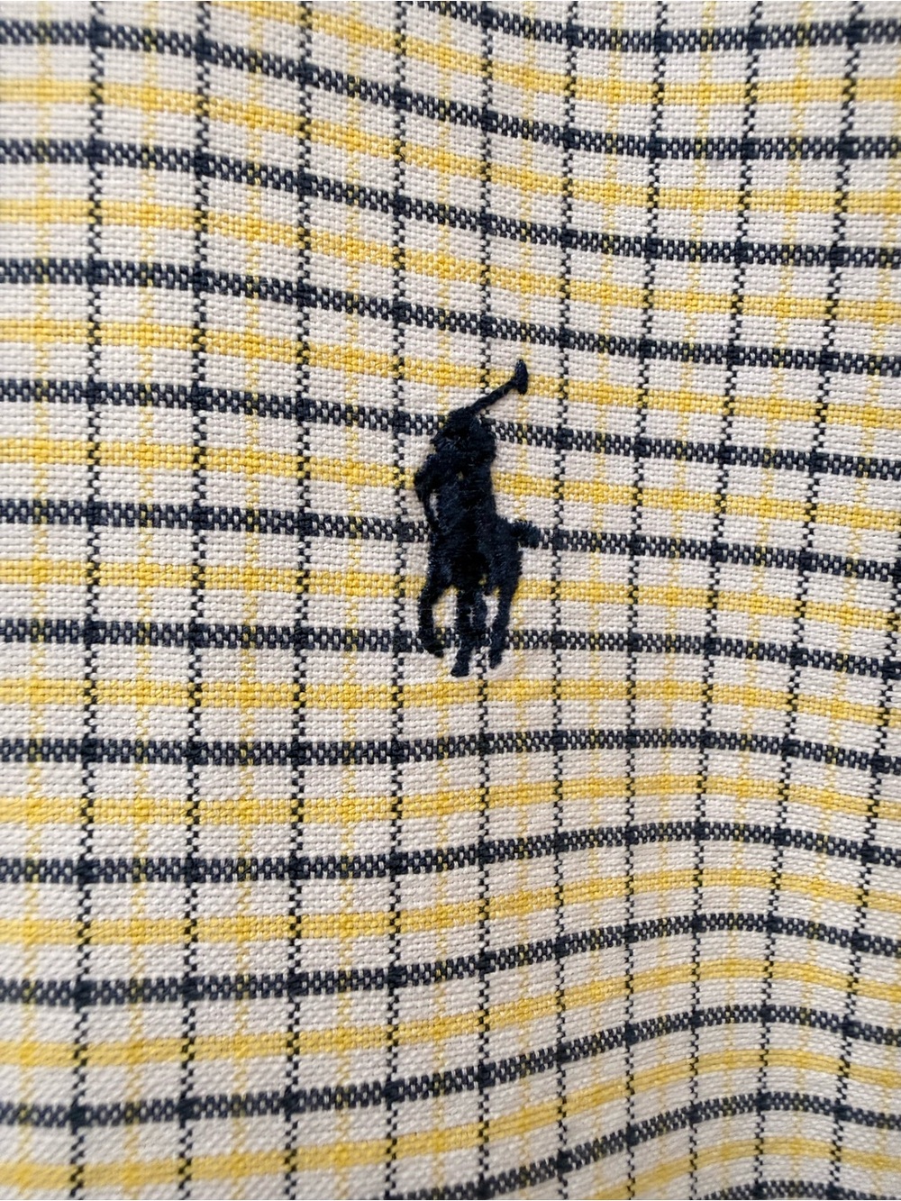 Ralph Lauren Long Sleeve Button-Down Check Shirt in Yellow and Navy Size XL